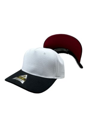 Helmet 5 Panel Blanco Con Negro Curva UND Rojo