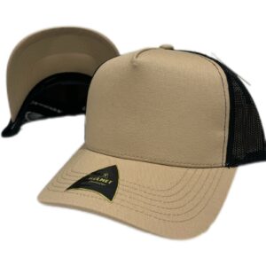 Helmet 5 Panel Trucker Beige Con Malla Negro