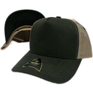 Helmet 5 Panel Trucker Verde Oscuro con Malla Khaki